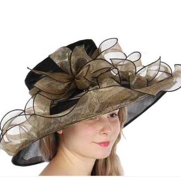 Metallic bow large dress hat Large fancy dress hat main image 2